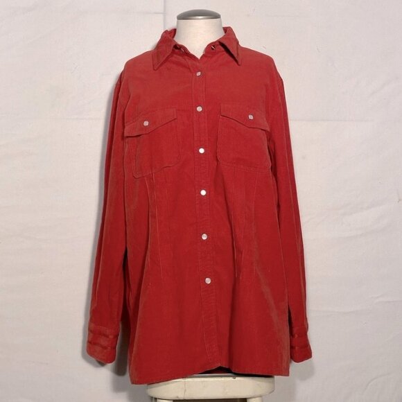 Cotton Ginny Plus Burnt Orange Corduroy Long Sleeve Top (size S fits like XL) - Picture 2 of 11